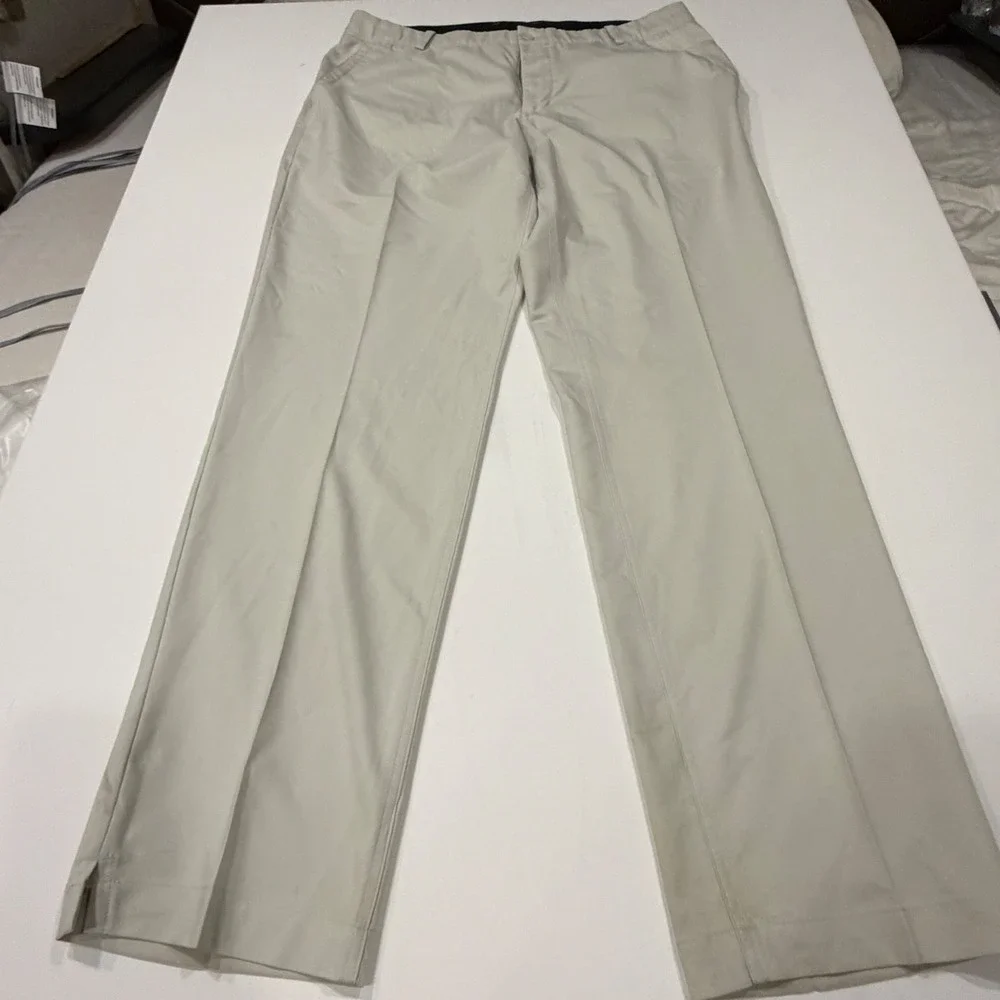 Nike Dri-Fit Golf Pants Mens 36x32 Khaki Flat Front Performance Stretch